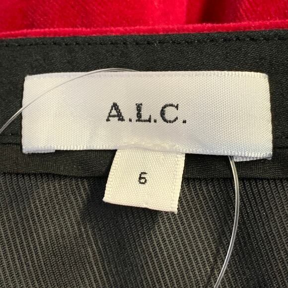 A.L.C. Size 6 Raspberry Red Velvet Peak Lapel Double Breasted Pantsuit - Picture 13 of 14